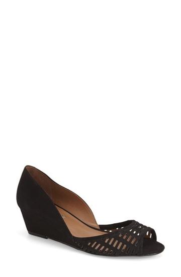Women's French Sole 'quark' Cutout Peep Toe Wedge Pump M - Black