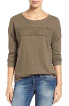Women's Caslon Eyelet Trim Three-quarter Sleeve Tee - Green