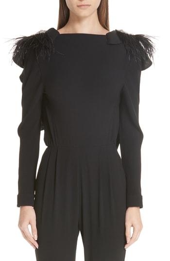 Women's Johanna Ortiz Embellished Shoulder Wool Crepe Jumpsuit