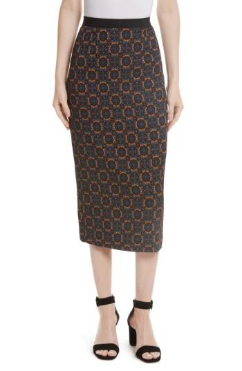 Women's Tracy Reese Print Stretch Silk Pencil Skirt - Blue
