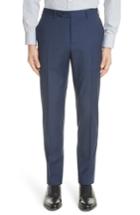 Men's Canali Kei Flat Front Solid Wool Trousers Eu - Blue