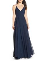 Women's Jenny Yoo James Sleeveless Wrap Chiffon Evening Dress - Blue