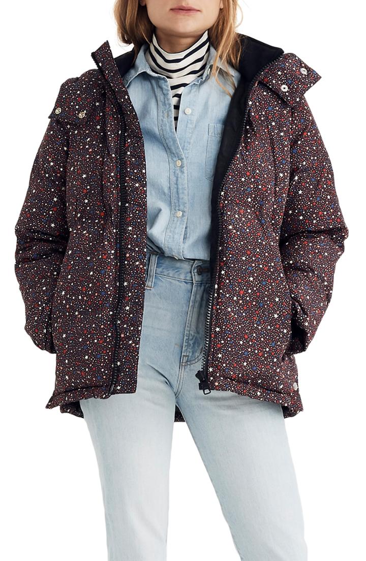 Women's Madewell Starry Night Quilted Puffer Parka - Black