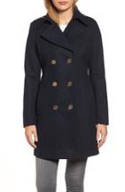 Women's Michael Michael Kors Double Breasted Wool Blend Peacoat - Blue