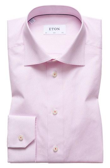 Men's Eton Slim Fit Print Dress Shirt - Pink