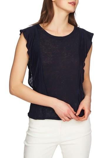Women's 1.state Ruffle Linen Top, Size - Blue