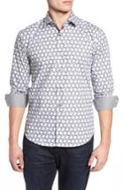 Men's Bugatchi Shaped Fit Optic Print Sport Shirt - White