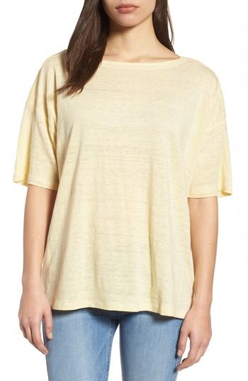 Women's Eileen Fisher Slouchy Organic Linen Top, Size - Beige