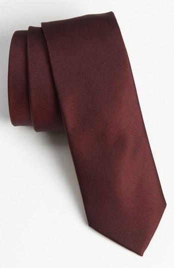 Boss Black Woven Silk Tie Burgundy