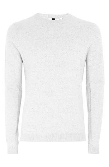 Men's Topman Side Ribbed Slim Fit Sweater - Ivory