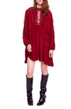 Women's Free People Venice Crochet Detail Cotton Minidress - Red