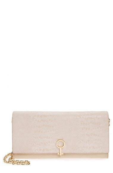 Louise Et Cie 'yvet' Leather Flap Clutch - Pink
