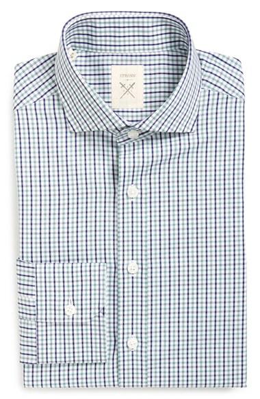 Men's Strong Suit 'elan' Trim Fit Check Dress Shirt .5 L - Blue