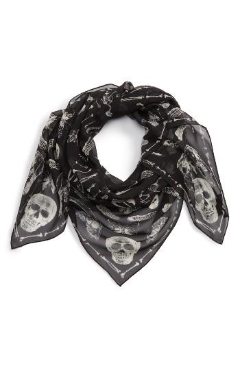 Men's Alexander Mcqueen Silk Scarf, Size - Black