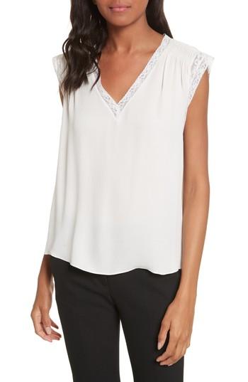 Women's Rebecca Taylor Lace Trim Silk Top - White