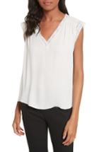 Women's Rebecca Taylor Lace Trim Silk Top - White