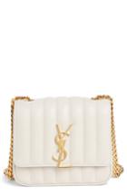 Saint Laurent Small Vicky Quilted Lambskin Leather Crossbody Bag - Ivory
