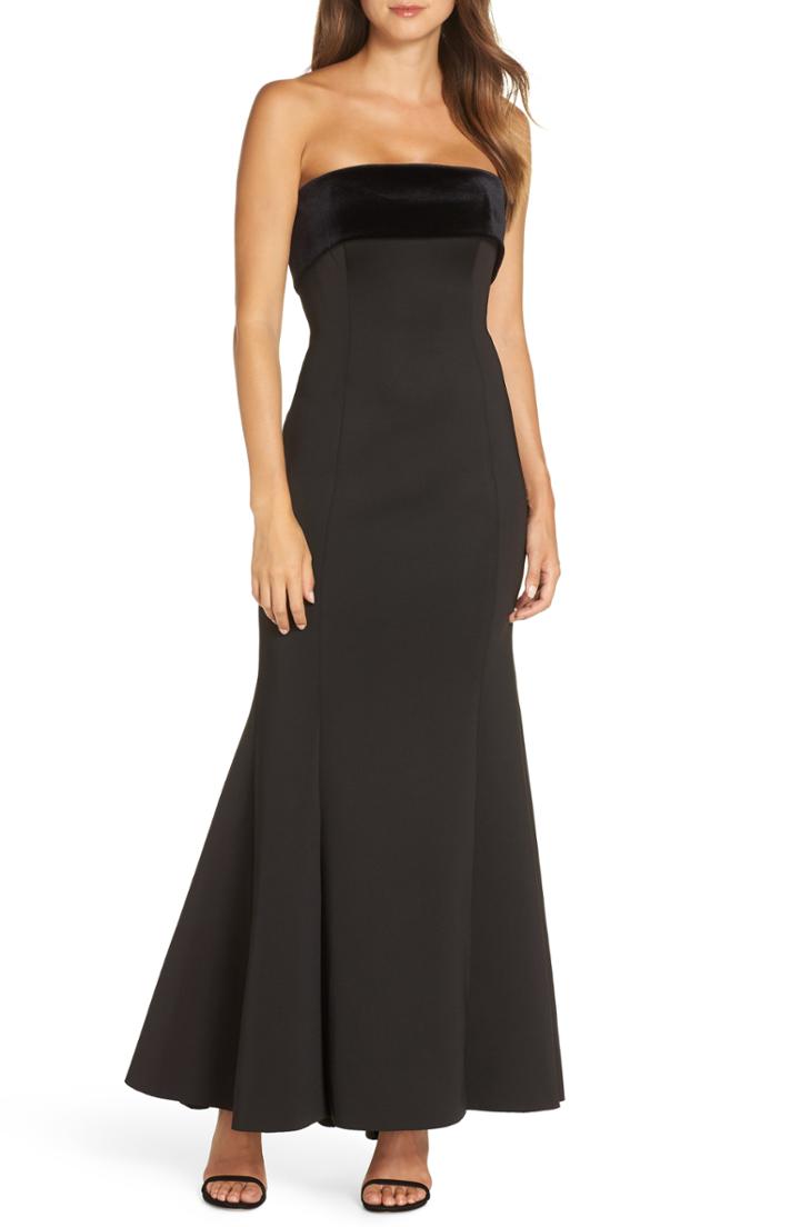 Women's Eliza J Strapless Satin Back Crepe Trumpet Gown