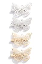 Berry Set Of 4 Butterfly Clips, Size - Metallic