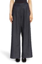 Women's Y's By Yohji Yamamoto Side Button Wide Leg Jeans - Blue