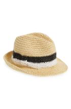 Women's Kate Spade Stripe Bow Straw Trilby - Brown