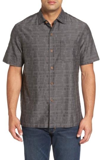 Men's Tommy Bahama Getaway Grid Silk Blend Camp Shirt
