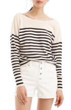 Women's J.crew Penny Stripe Merino Wool Sweater, Size - Black