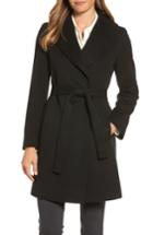 Women's Fleurette Shawl Collar Cashmere Wrap Coat - Black