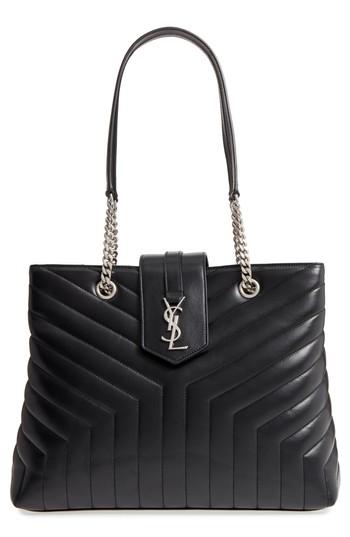 Saint Laurent Large Loulou Matelasse Leather Shopper - Black