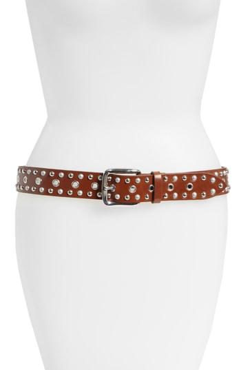 Women's Isabel Marant Etoile Rica Studded Leather Belt - Brown