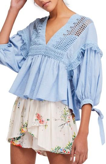 Women's Free People Drive You Mad Blouse, Size - Blue