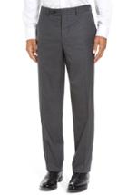 Men's David Donahue Ryan Fit Wool Trousers, Size 36r - Black
