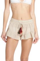 Women's Surf Gypsy Ruffle Cover-up Shorts - Beige