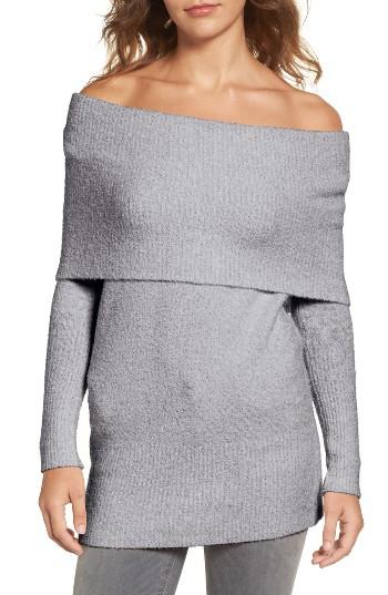 Women's Trouve Off The Shoulder Tunic, Size - Grey