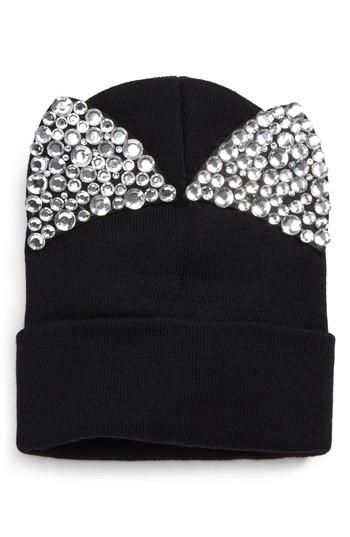 Women's David & Young Embellished Cat Ear Beanie -