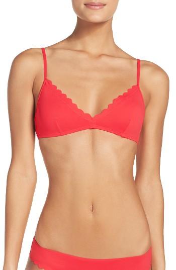 Women's J.crew Scalloped Italian Matte Bikini Top - Red