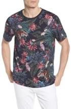 Men's Ted Baker London Slim Fit Allover Tiger Print T-shirt (s) - Blue