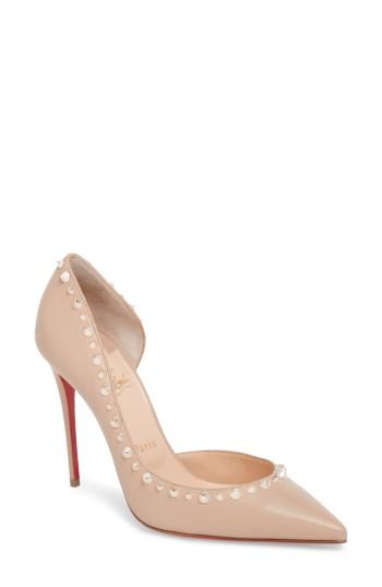 Women's Christian Louboutin Irishell Studded Half D'orsay Pump Us / 36eu - Black