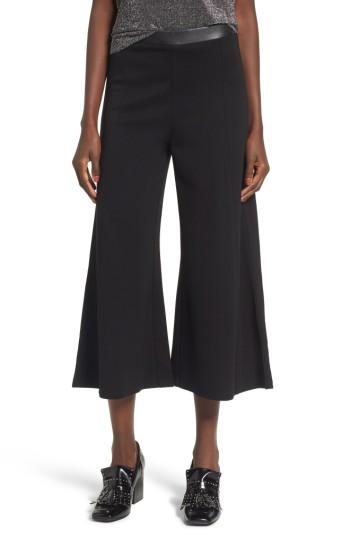 Women's Leith Faux Leather Trim Culottes - Black