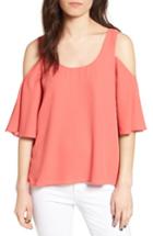 Women's Chelsea28 Chiffon Cold Shoulder Top, Size - Coral
