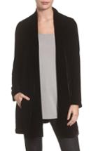Women's Eileen Fisher Shawl Collar Velvet Jacket, Size - Black