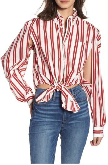 Women's Caara Hug Me Tie Hem Shirt - Red