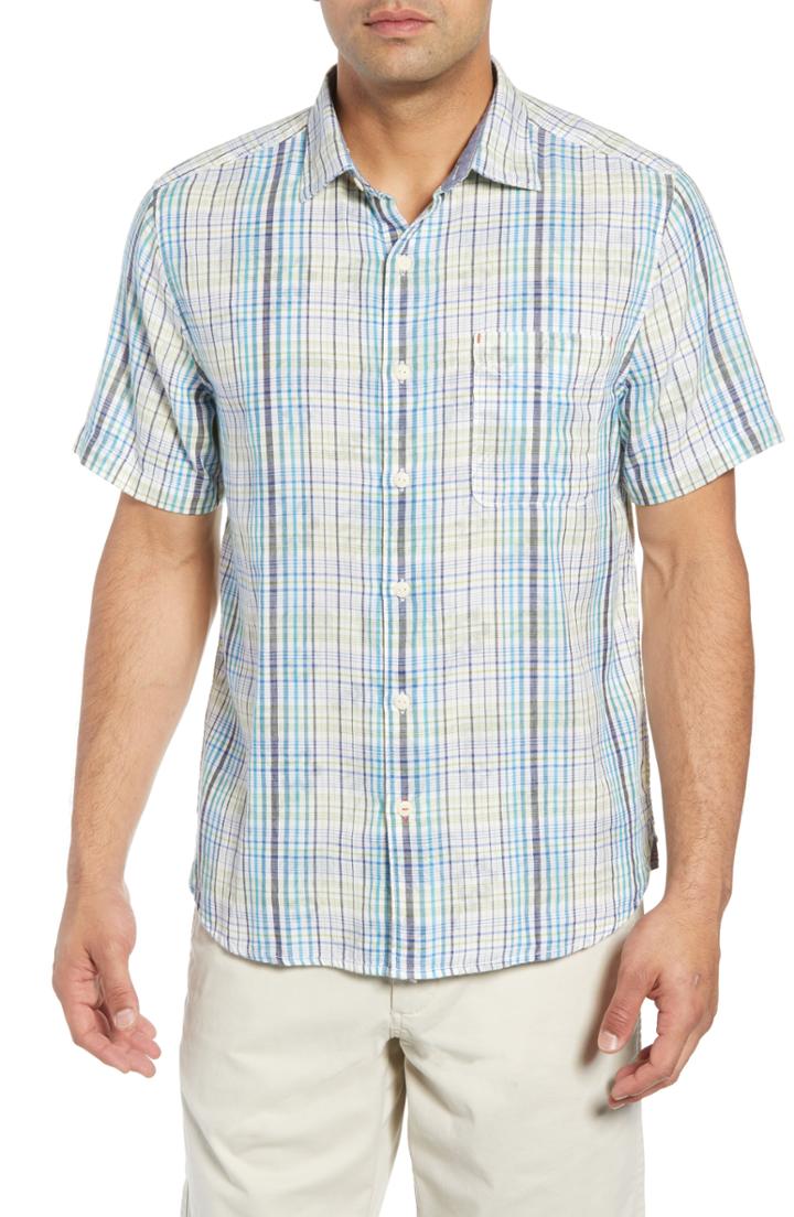 Men's Tommy Bahama Hideaway Palms Camp Shirt, Size - Blue