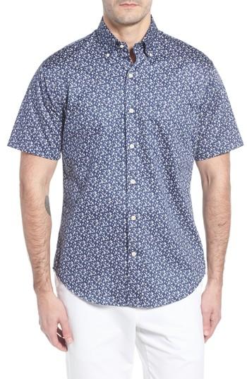 Men's Peter Millar Fly Like Paper Print Sport Shirt - Blue