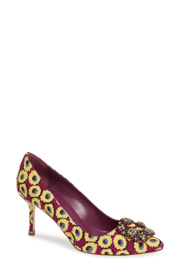 Women's Manolo Blahnik 'hangisi' Crystal Embellished Pump .5us / 35.5eu - Yellow