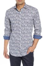 Men's Bugatchi Regular Fit Print Sport Shirt - Blue
