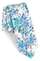 Men's Nordstrom Men's Shop Shadwell Floral Cotton Skinny Tie, Size - Blue