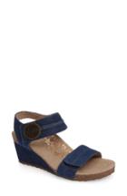 Women's Aetrex 'arielle' Leather Wedge Sandal Eu - Blue