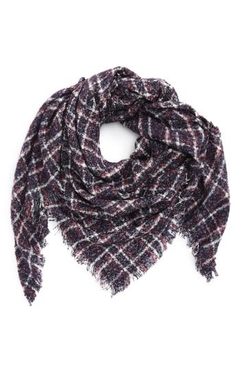 Women's David & Young Boucle Plaid Triangle Scarf