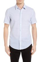 Men's Boss Robbie Slim Fit Dot Print Sport Shirt, Size - Blue